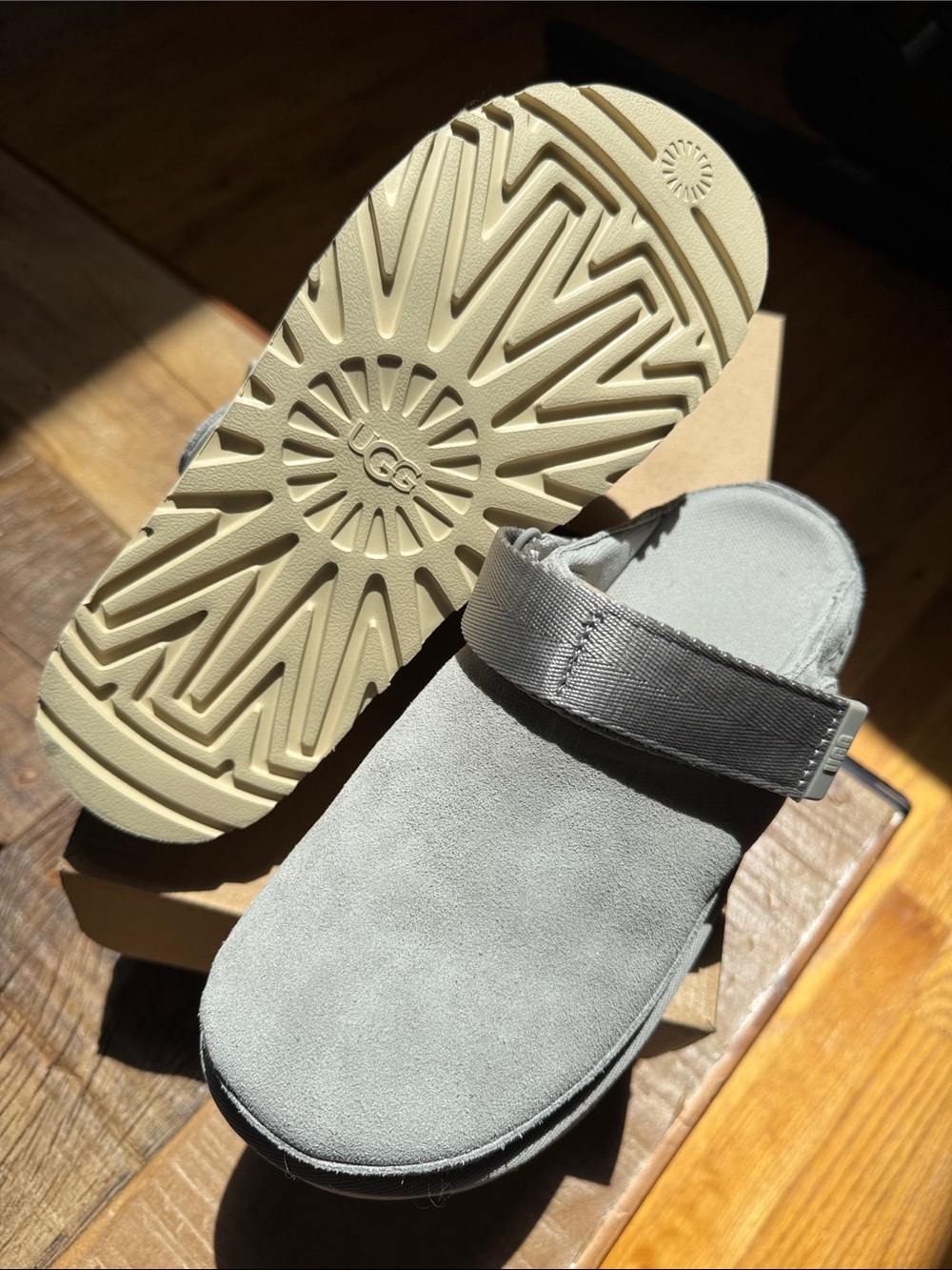 UGG Goldenstar Clog Women’s 7.5 Gray Suede Adjustable Strap New in Box - Picture 11 of 11